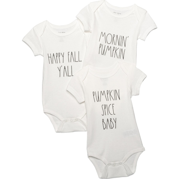 Rae Dunn Pumpkin Fall Harvest Baby Bodysuits - 3-Pack, (For Infants) - Picture 1 of 2